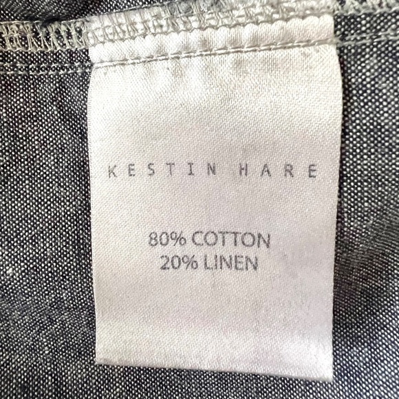 KESTIN HARE Armadale Overshirt in a Cotton/Linen Blend Chambray Blue - S - Picture 6 of 10
